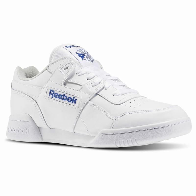 Reebok Workout Plus Tenisky Damske - Biele/Kráľovská Modrá DT6960PI